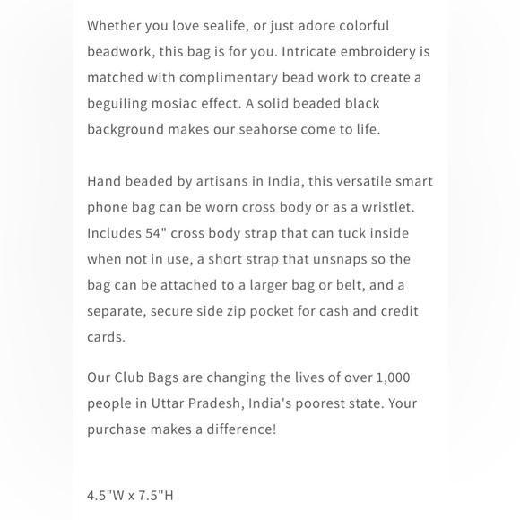 Bamboo Trading Company Club bag colorful Seahorse. - Picture 13 of 13